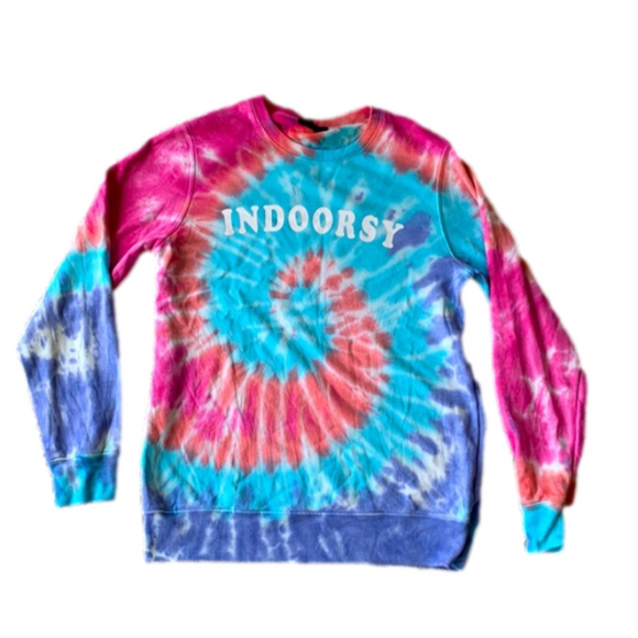 Tops - Modern Canvas Tie Dye Swirl Pastel Indoorsy Longline Cozy Sweatshirt Women Small